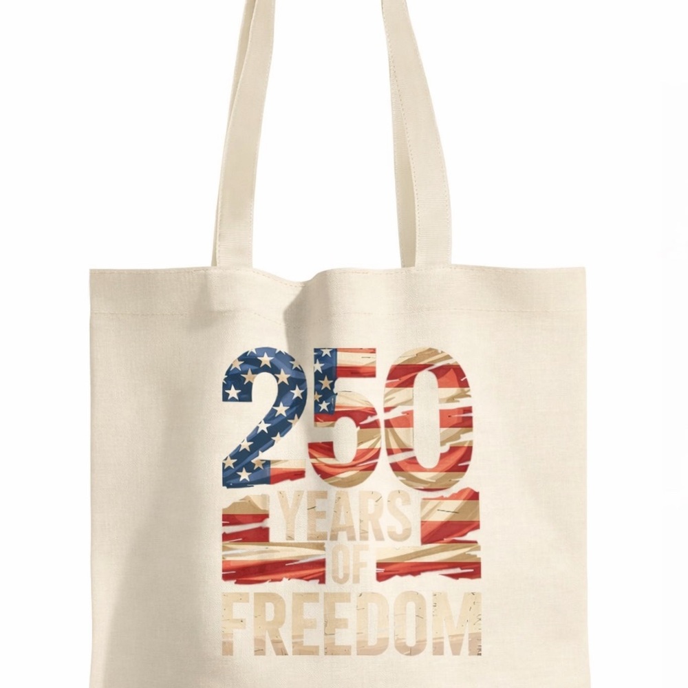 CANVAS TOTE BAG 250th Anniversary of the US CUSTOM Graphic Grocery Book Bag